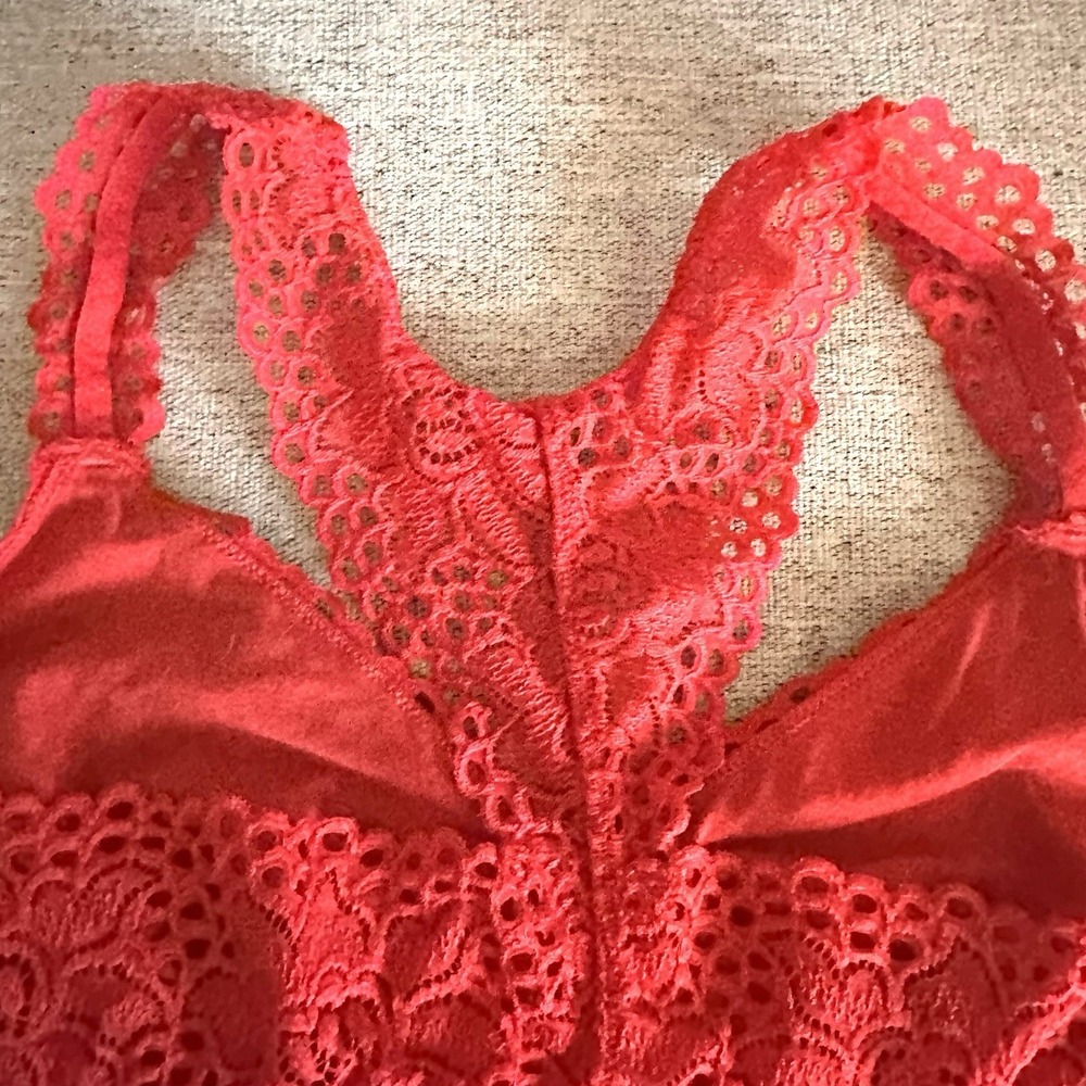 Aerie Racerback Eyelet Lace Bralette XL Red‎ Chilli Endless Lace - Picture 5 of 9